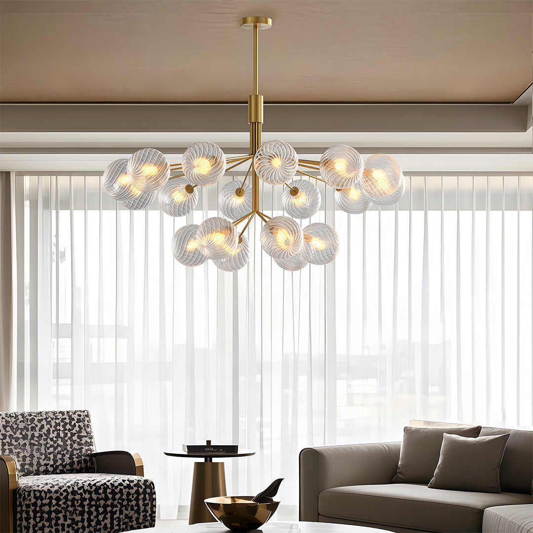 Premium Modern Copper and Glass Ball Chandelier