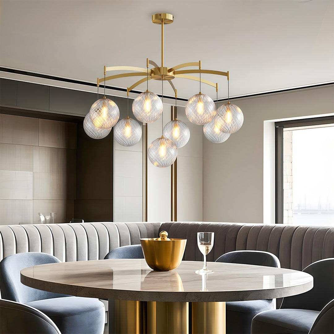 Premium Copper and Glass Ball Chandelier Ceiling Light