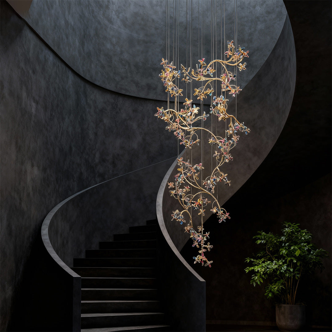 Elegant Crystal Rotating Chandelier for Staircase