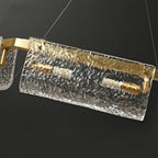 Luxury Rectangular Glass Chandelier with Brass Ceiling Fixture