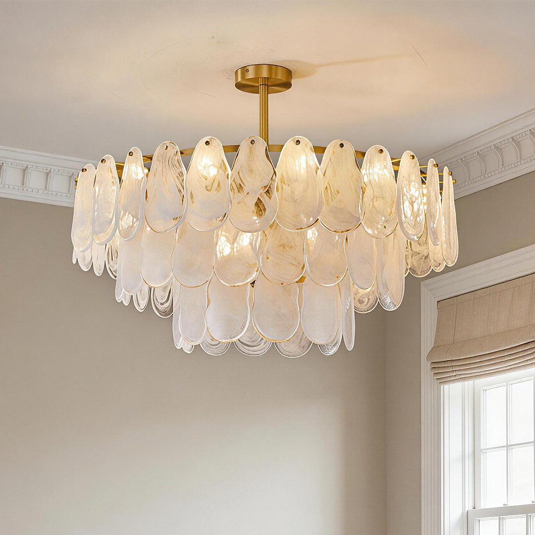 Midcentury Modern Copper and Glass Chandelier