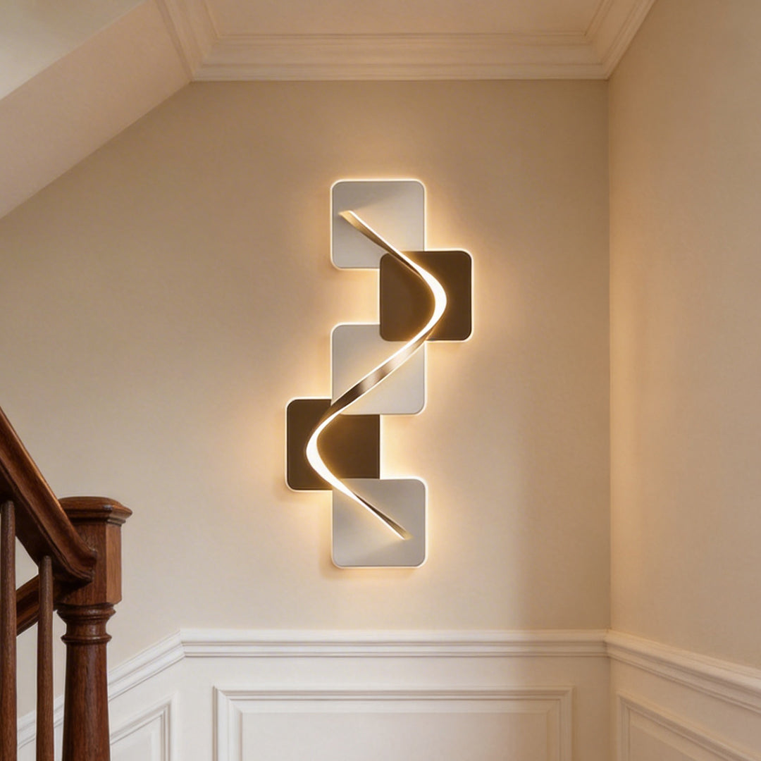 Geometric Wave Pattern LED Wall Sconce - Decorative Lighting