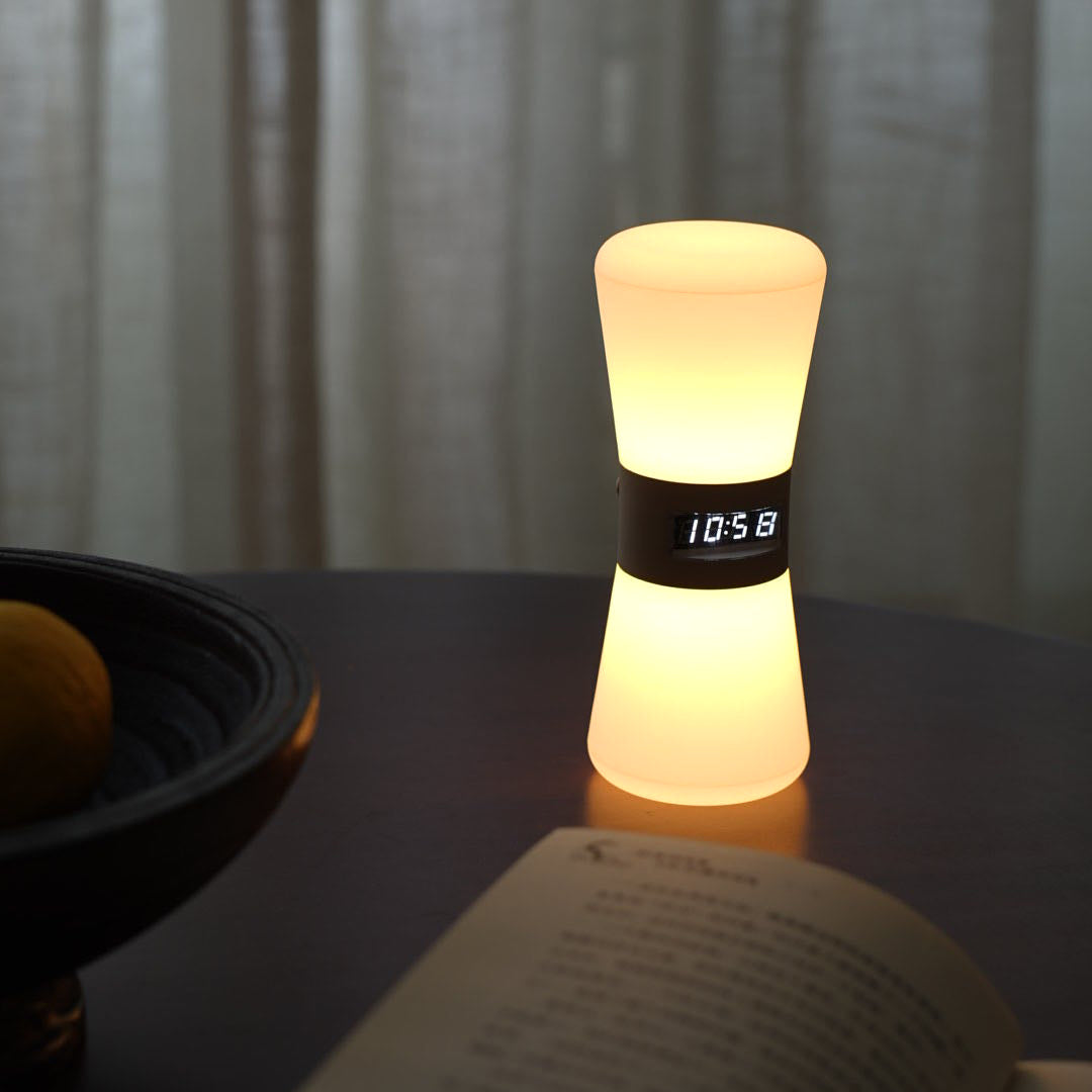 Premium White Hourglass Table Lamp with Countdown Gravity Sensor