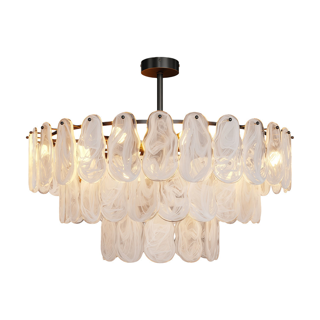 Midcentury Modern Copper and Glass Chandelier