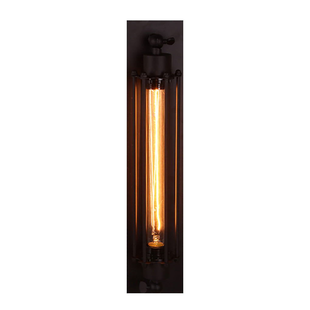 Black Iron Vintage Industrial Wall Sconce - Linear Design