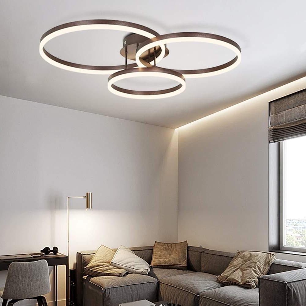 Modern Gold Flush Mount Ceiling Light with 3 Circles and 3 Bulbs