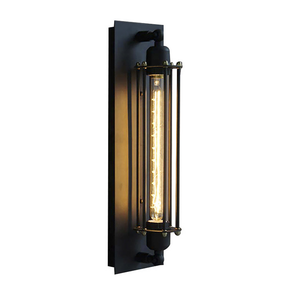 Black Iron Vintage Industrial Wall Sconce - Linear Design