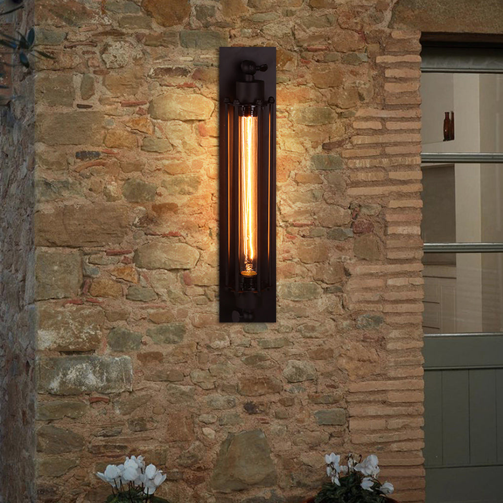 Black Iron Vintage Industrial Wall Sconce - Linear Design