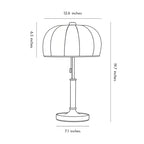 Vintage Brass Dome Table Lamp with Fabric Shade and Pull Chain
