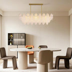 Modern Copper Pearl Feathers Chandelier Ceiling Light