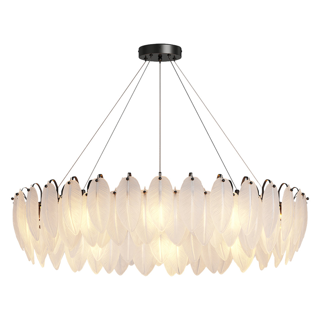 Modern Luxury Glass Feather Chandelier Ceiling Light