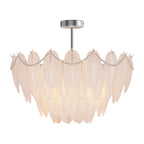 Modern Copper Pearl Feathers Chandelier Ceiling Light