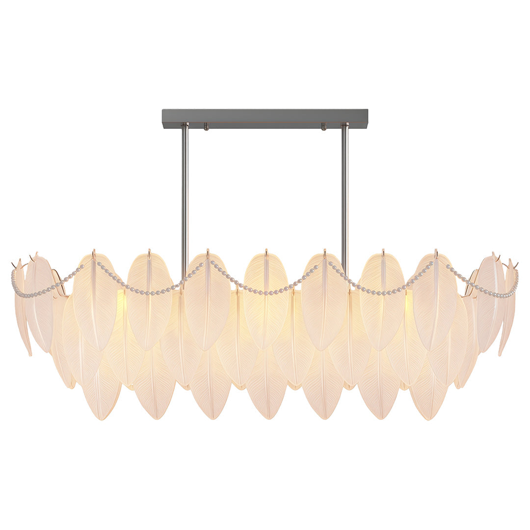 Modern Copper Pearl Feathers Chandelier Ceiling Light