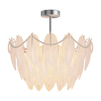 Modern Copper Pearl Feathers Chandelier Ceiling Light