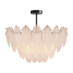 Modern Copper Pearl Feathers Chandelier Ceiling Light
