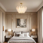 Modern Copper Pearl Feathers Chandelier Ceiling Light