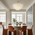 Modern Copper Pearl Feathers Chandelier Ceiling Light