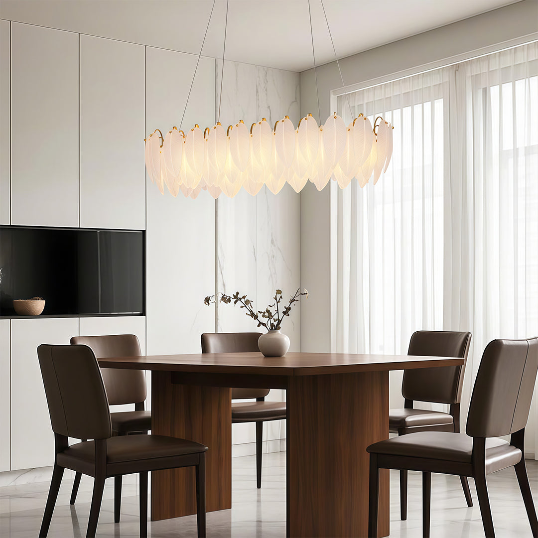 Modern Luxury Glass Feather Chandelier Ceiling Light