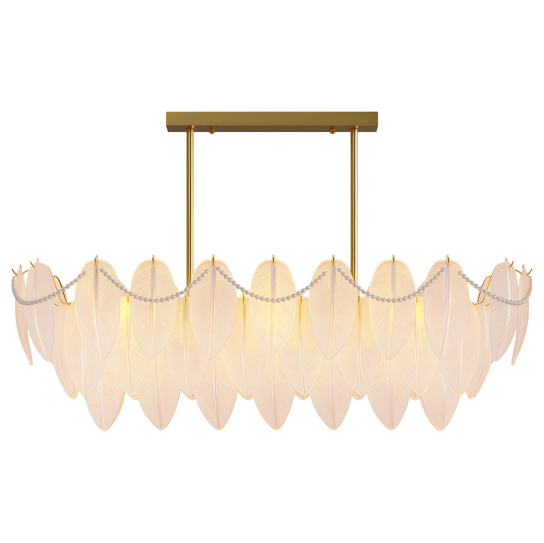 Modern Copper Pearl Feathers Chandelier Ceiling Light