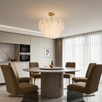 Modern Copper Pearl Feathers Chandelier Ceiling Light