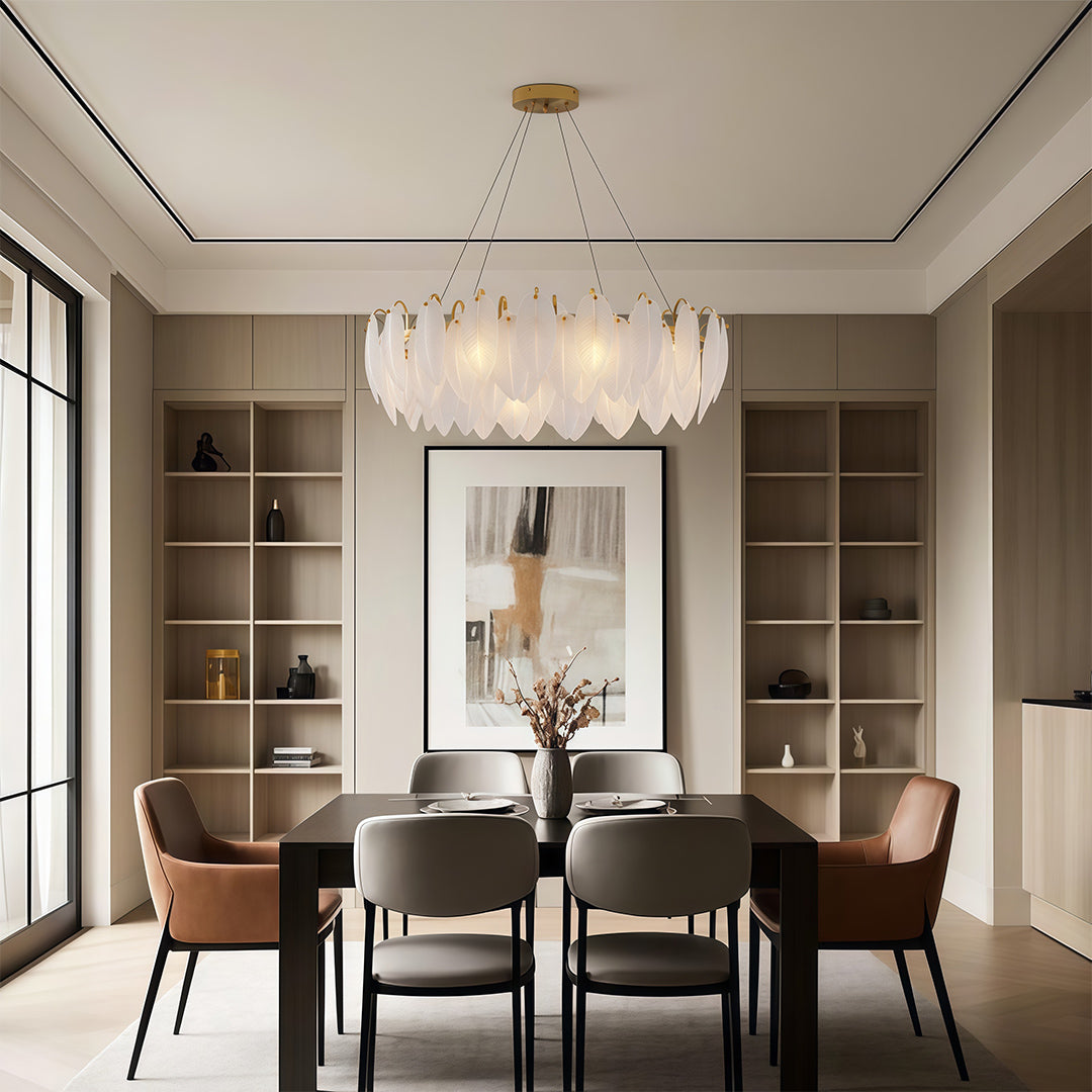 Modern Luxury Glass Feather Chandelier Ceiling Light