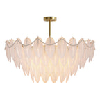 Modern Copper Pearl Feathers Chandelier Ceiling Light