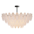Modern Copper Pearl Feathers Chandelier Ceiling Light