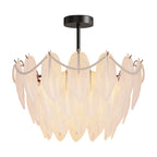 Modern Copper Pearl Feathers Chandelier Ceiling Light