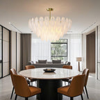 Modern Copper Pearl Feathers Chandelier Ceiling Light