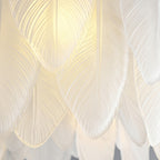 Modern Copper Pearl Feathers Chandelier Ceiling Light