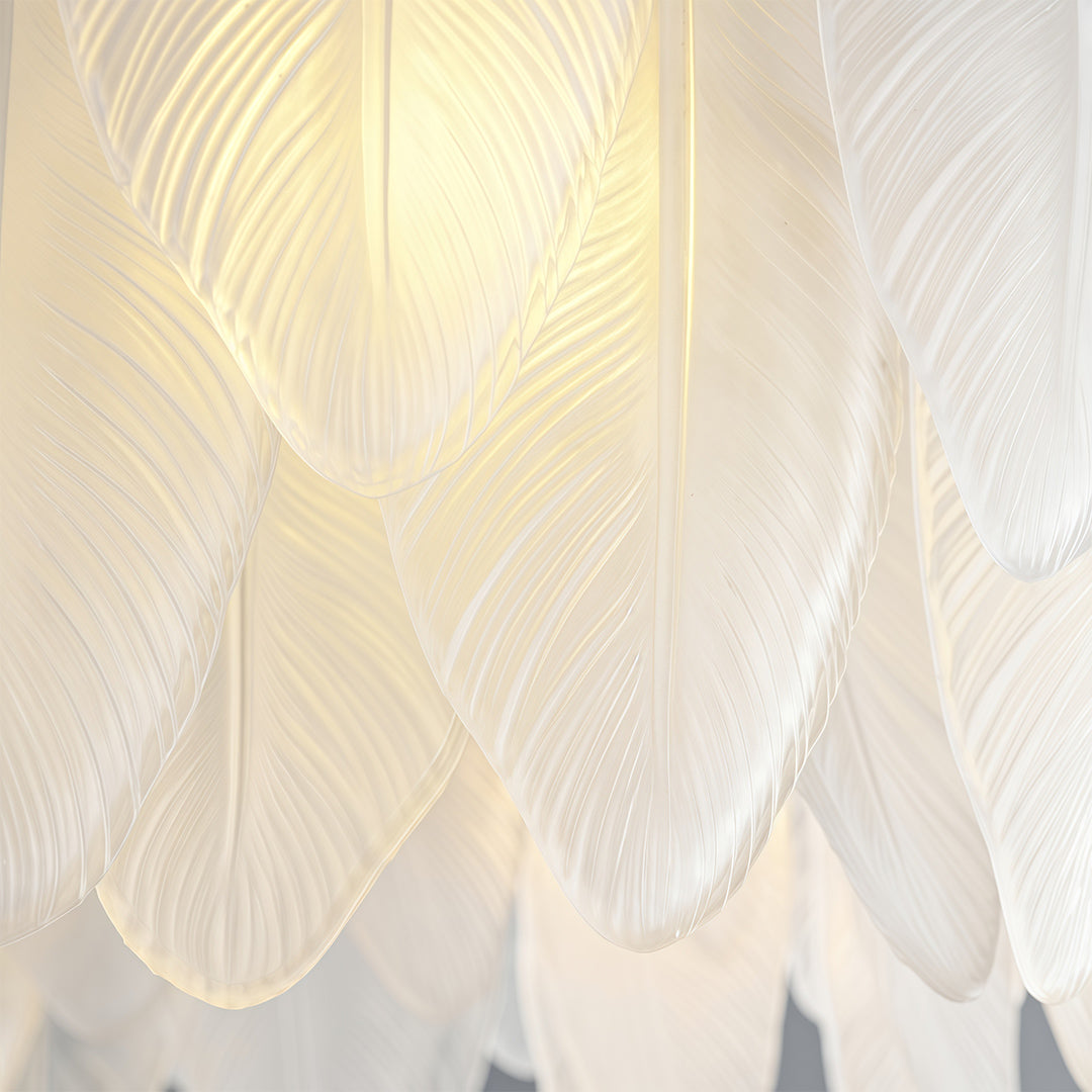 Modern Copper Pearl Feathers Chandelier Ceiling Light