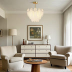 Modern Copper Pearl Feathers Chandelier Ceiling Light