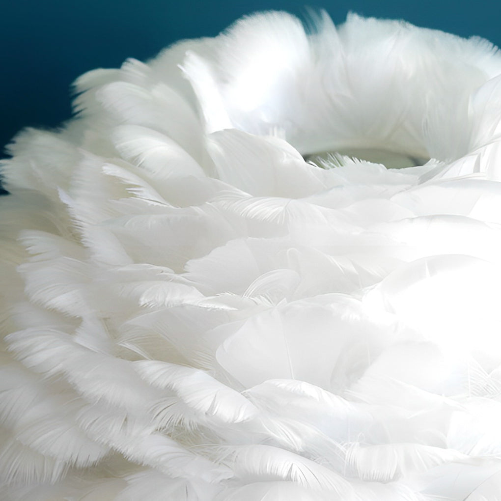 Modern LED Feather Table Lamp with Crystal Tassels - Ambient Lighting