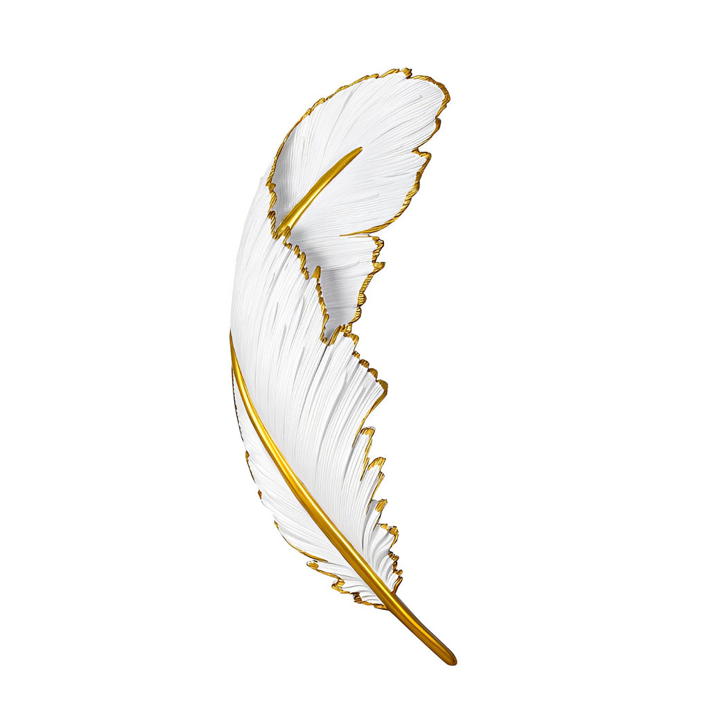 Modern White Feather LED Wall Lamp - Decorative Resin Light