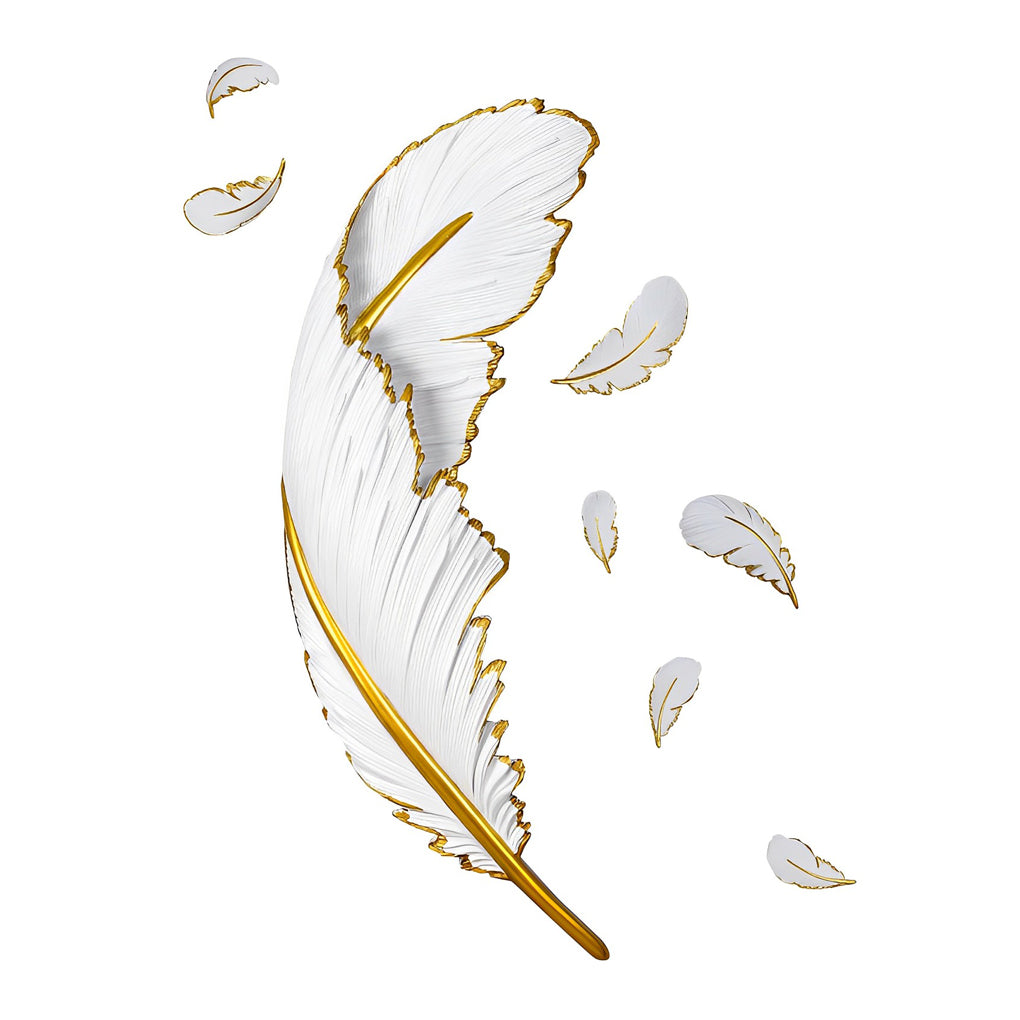 Modern White Feather LED Wall Lamp - Decorative Resin Light