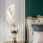 Modern White Feather LED Wall Lamp - Decorative Resin Light
