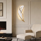 Modern White Feather LED Wall Lamp - Decorative Resin Light