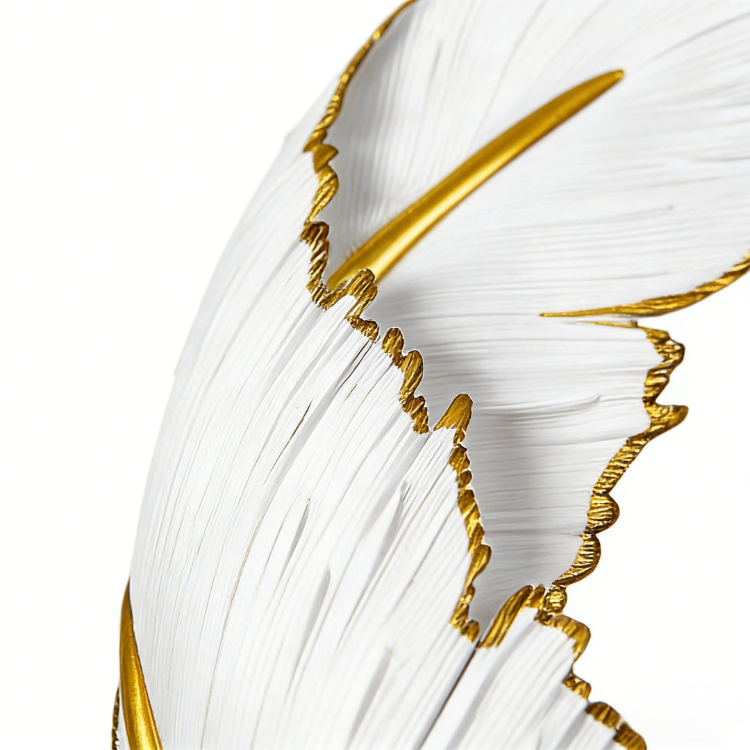 Modern White Feather LED Wall Lamp - Decorative Resin Light