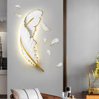Modern White Feather LED Wall Lamp - Decorative Resin Light