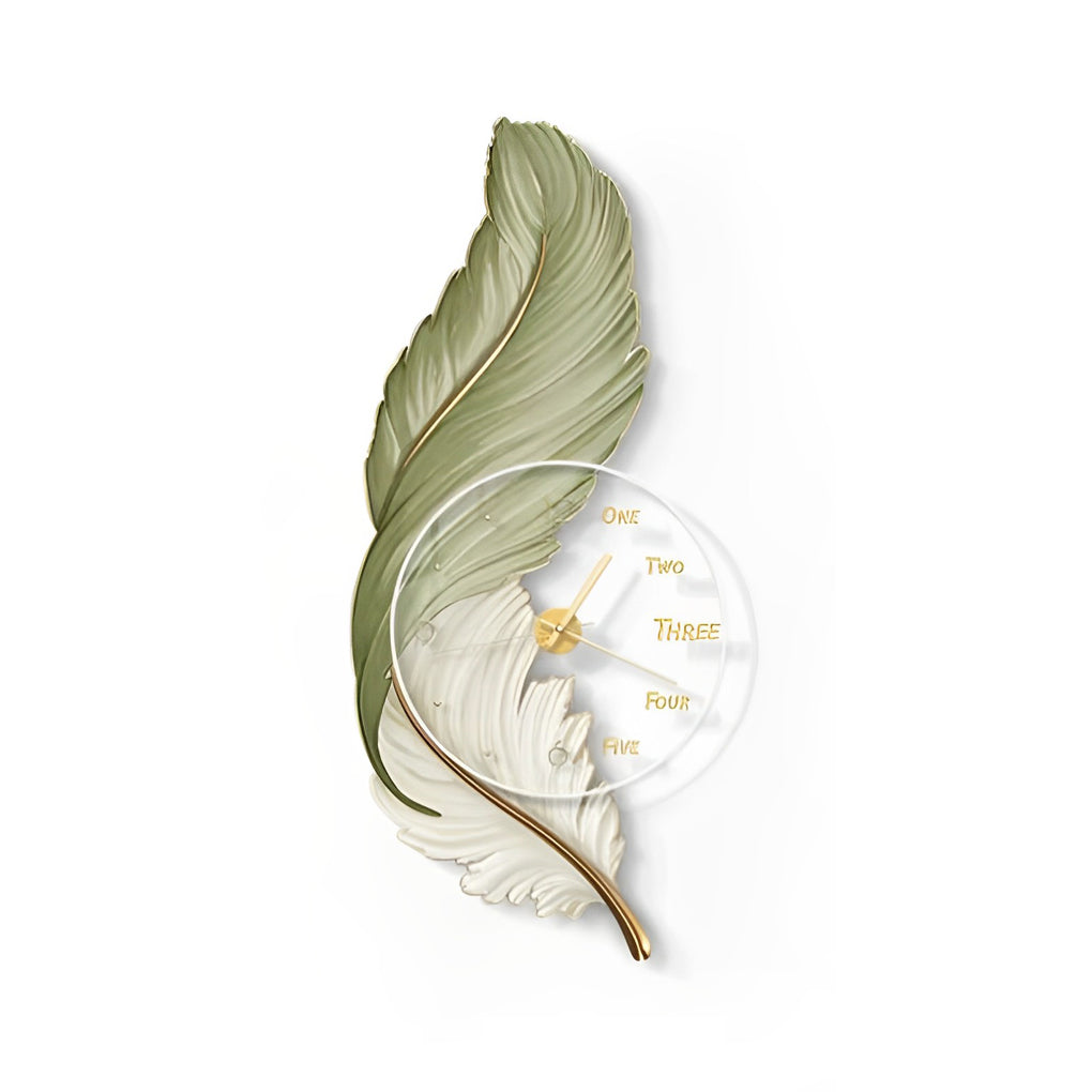 Rechargeable LED Wall Clock Light with Acrylic Feather Design