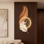Rechargeable LED Wall Clock Light with Acrylic Feather Design