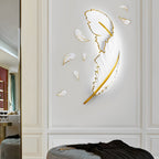 Modern White Feather LED Wall Lamp - Decorative Resin Light