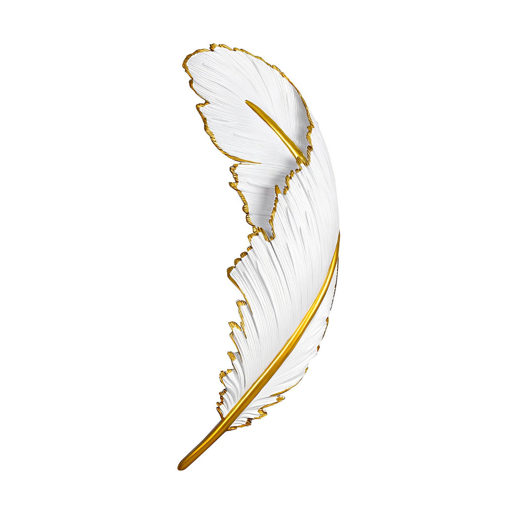 Modern White Feather LED Wall Lamp - Decorative Resin Light