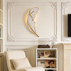 Modern White Feather LED Wall Lamp - Decorative Resin Light