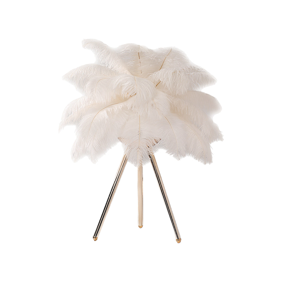 Nordic Tripod Feather Table Lamp - Elegant Bedside Lighting