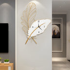 Silent Feather Wall Clock with LED Light - Elegant Resin Art Decor