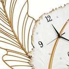 Silent Feather Wall Clock with LED Light - Elegant Resin Art Decor