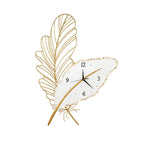 Silent Feather Wall Clock with LED Light - Elegant Resin Art Decor