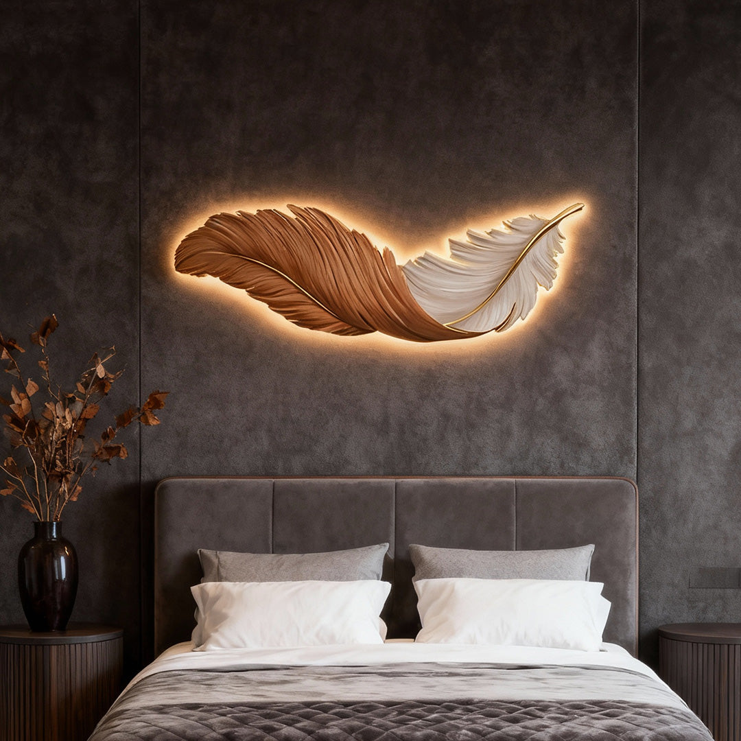 Modern LED Feather Wall Lamp - Art Deco Design