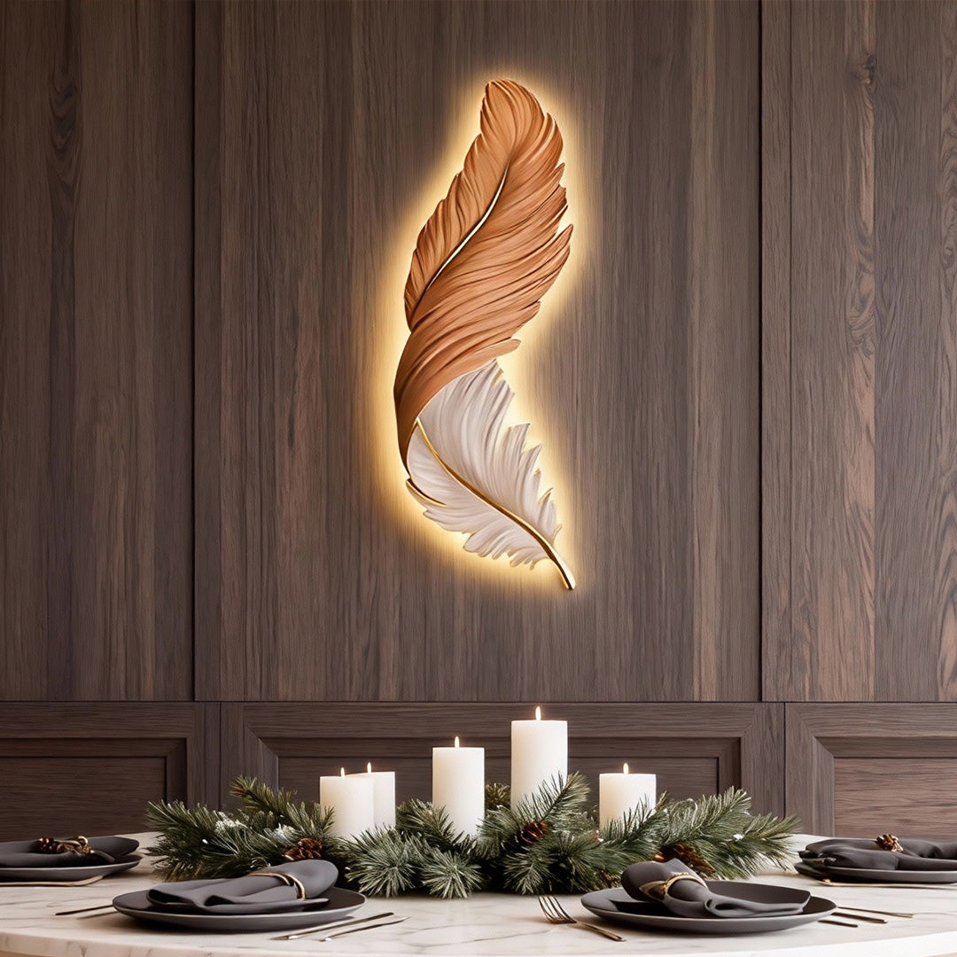 Modern LED Feather Wall Lamp - Art Deco Design